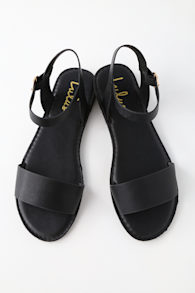 Hearts and Hashtags Black Flat Sandals 9
