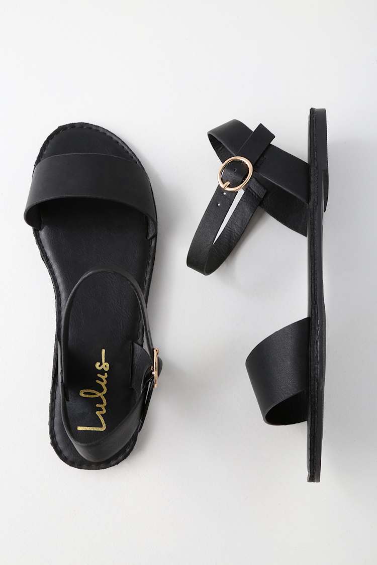 Hearts and Hashtags Black Flat Sandals