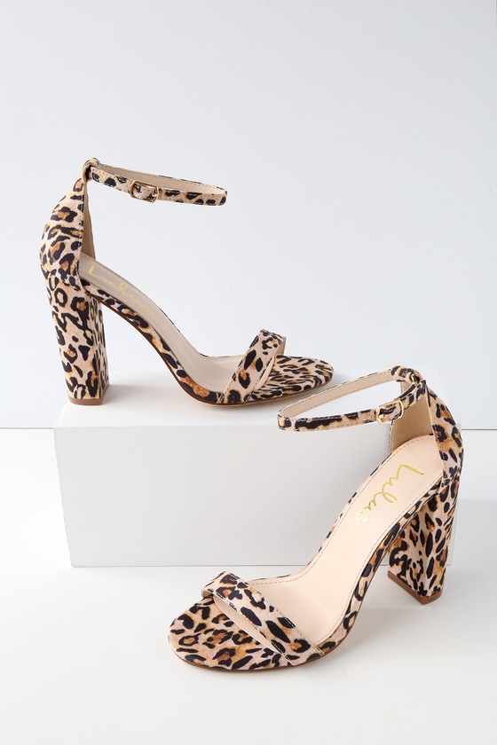 animal print ankle strap heels