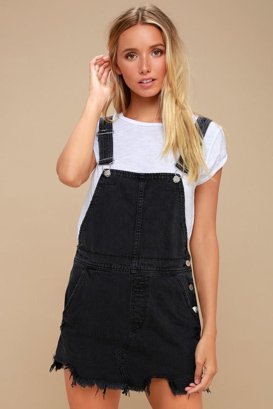 distressed overall dress