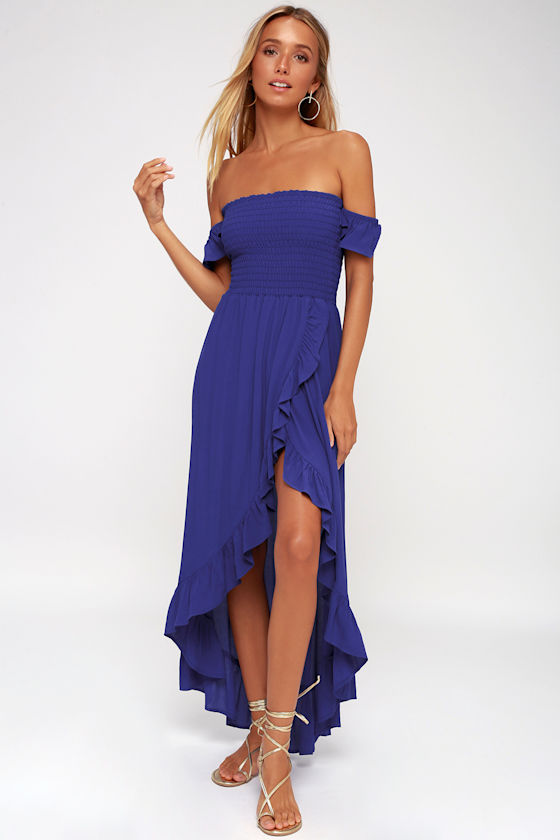 Wild Hearts Royal Blue Off-the-Shoulder Dress 1