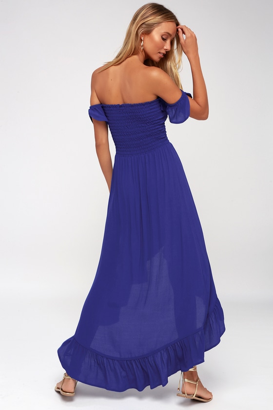 royal blue off the shoulder