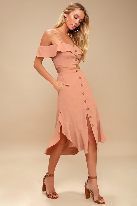 off the shoulder button up dress