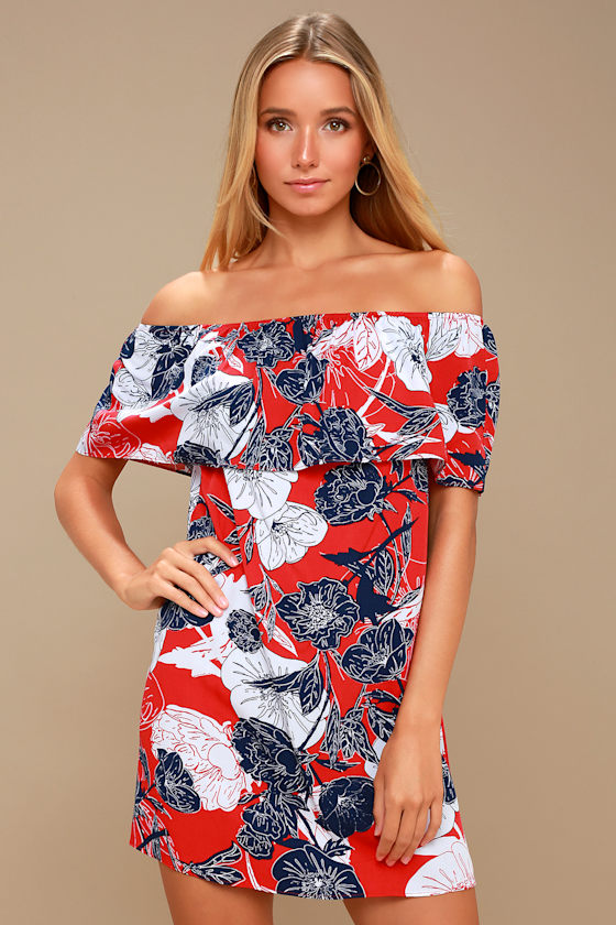 Others Follow Meadow Red Floral Dress Floral Print Dress Lulus