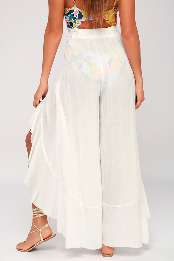 White Sheer Pants TieFront Pants CoverUp Pants