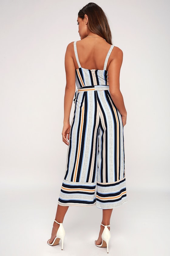 Claudia Blue and Orange Striped Wide-Leg Jumpsuit 3