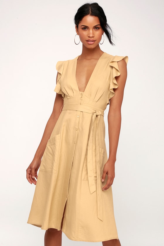 astr the label button front midi dress