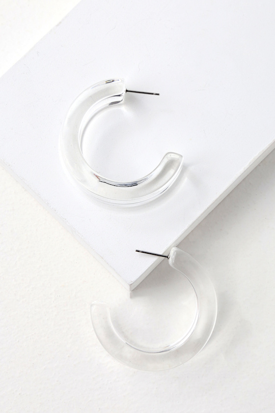 Chic Lucite Hoop Earrings Clear Lucite Earrings Lulus