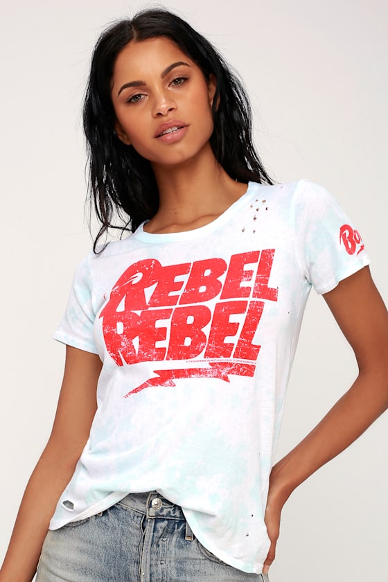 Rebel Rebel Light Blue Tie-Dye Distressed Tee 1