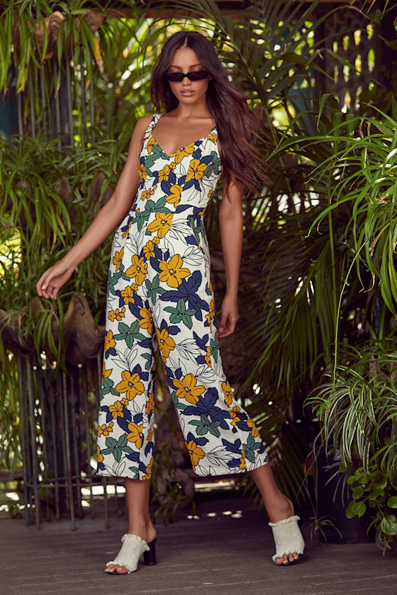 Fiorenza Ivory Floral Print Midi Jumpsuit 5