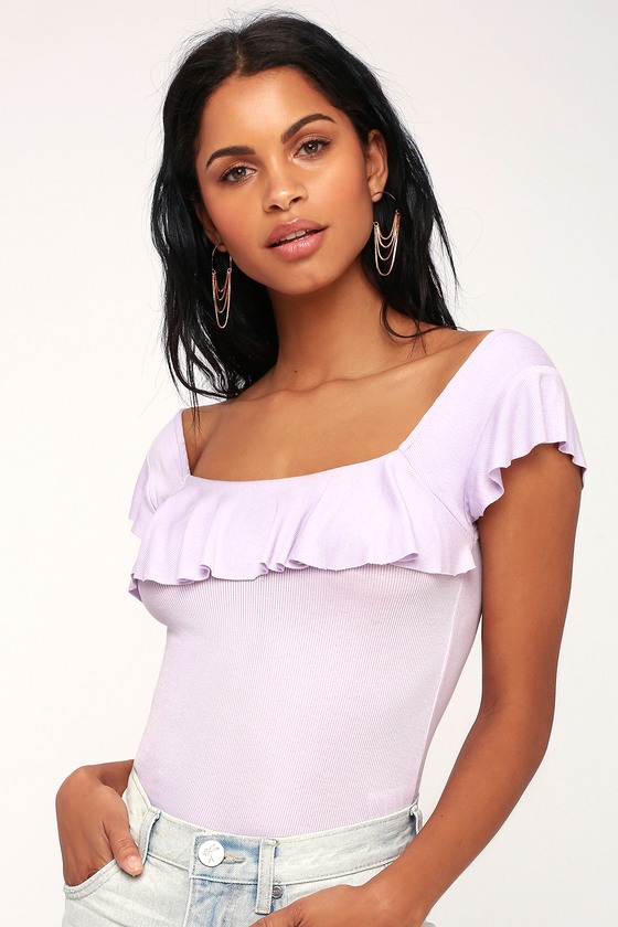 Free People Last Call Ribbed Flounce Top 