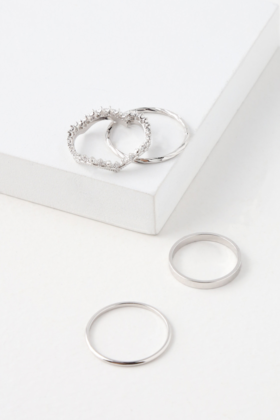 Truly Lovely Silver Rhinestone Ring Set 1
