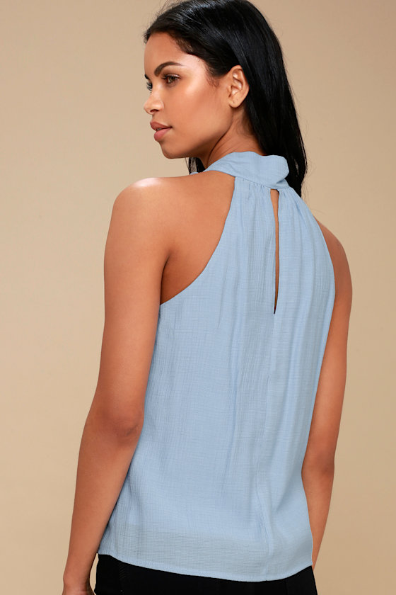 Chic Light Blue Top Sleeveless Top Halter Top Lulus