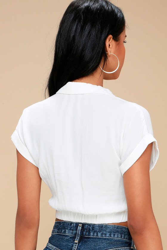 crop white button up shirt
