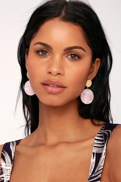 ROUND AND ROUND GOLD AND PINK EARRINGS