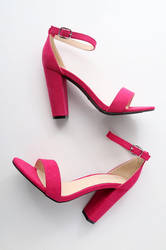 Something Sweet Magenta Suede Ankle Strap Heels 1