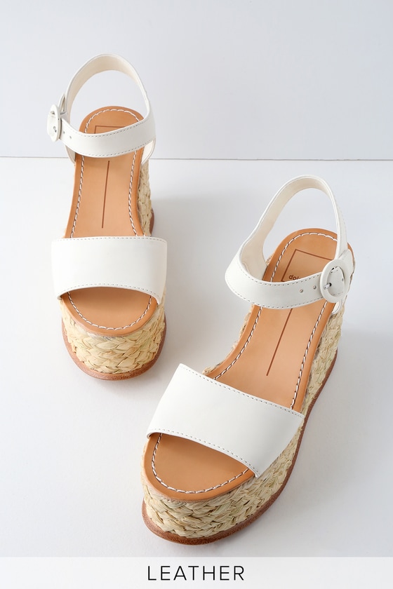 Dolce Vita Dane - Off-White Leather Platform Wedge - Lulus