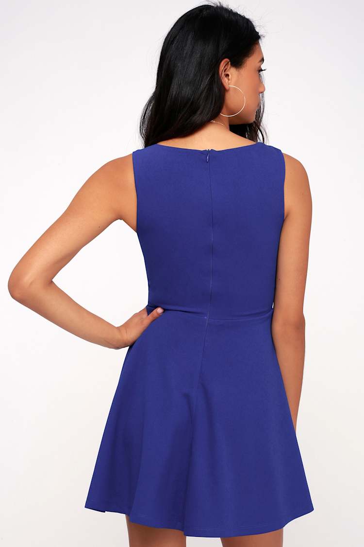 lulus royal blue skater dress Lulus | Blue Cutout Mini Skater Dress | Womens | XX-Small (Available in XS, S)