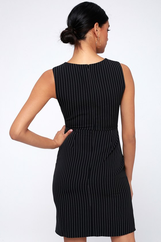 Classic Black Pinstripe Dress - Black Sleeveless Dress - Lulus