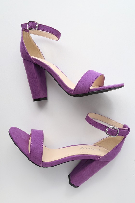 purple heels with ankle strap