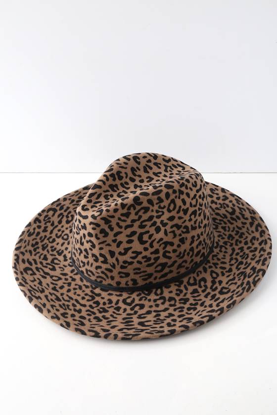 Cute Leopard Print Hat Wool Hat Fedora Hat Fun Hat