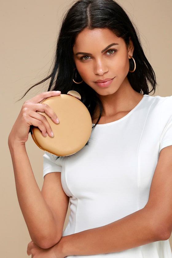 Serena Beige Round Clutch 1