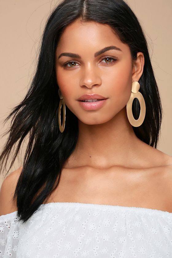 Chic Gold Statement Earrings Geometric Earrings Lulus