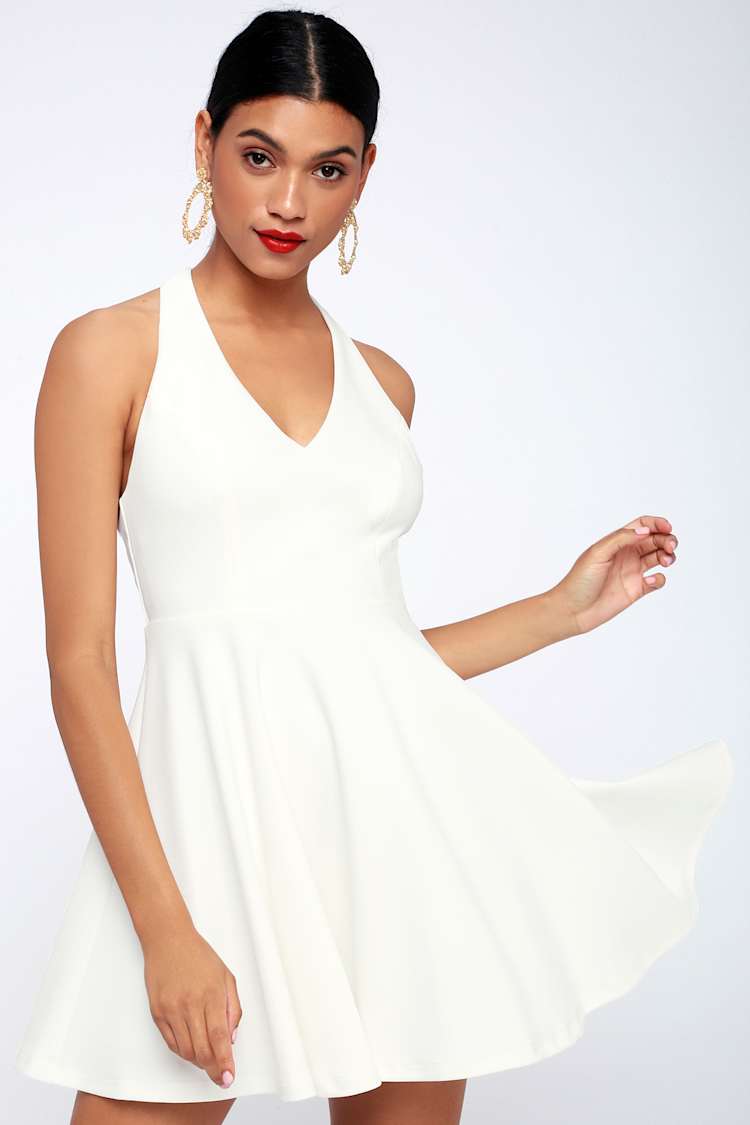 Cute White Dress - Skater Dress - White Racerback Dress - Lulus