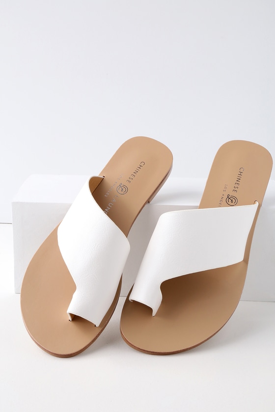 GLORY WHITE SLIDE SANDALS