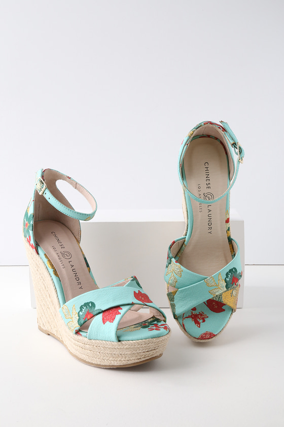 turquoise espadrilles wedge