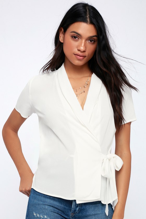 First Monday Top - Off-White Top - Wrap Top - Lapel Top - Lulus