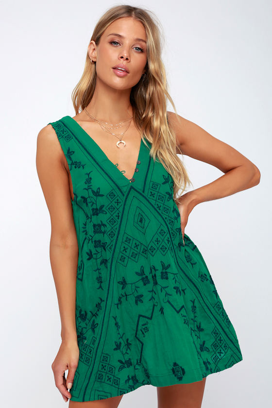 free people green embroidered dress Plus Size Embroidered Long Sleeve Evening Dress