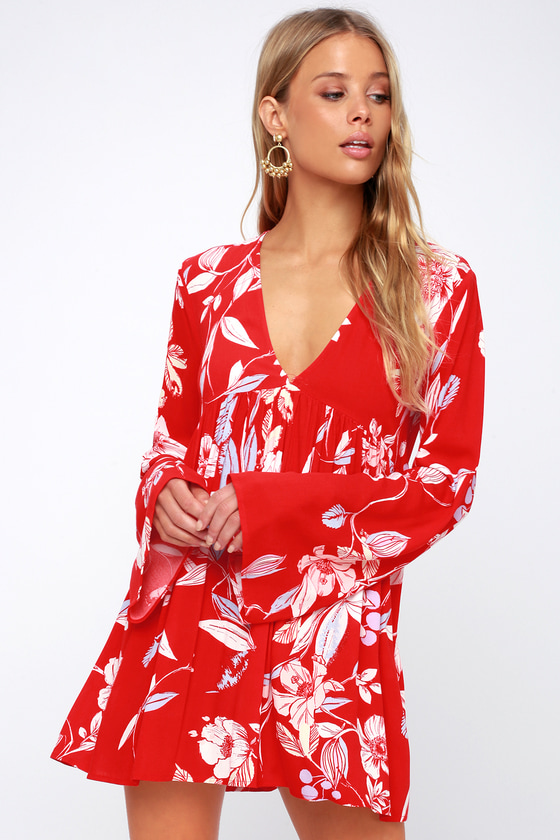 free people red flower dress