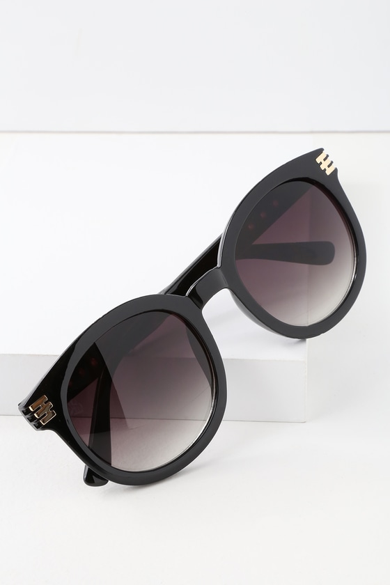 Cute Black Sunglasses - Black Sunnies - Round Sunnies - Lulus