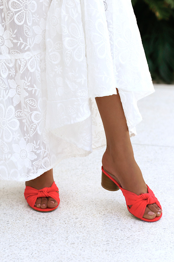 Luca Poppy Red Suede Mules 6