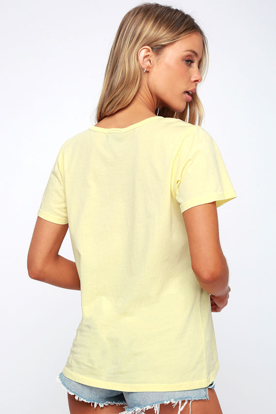 Cute Washed Yellow Tee Graphic Tee Short Sleeve Tee Lulus
