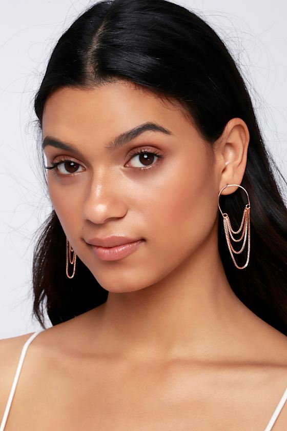 Rose gold chain earrings Clearance