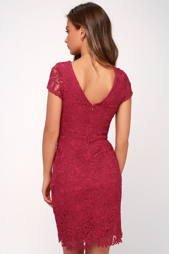 Lovely Magenta Dress - Bodycon Dress - Lace Dress - Lulus