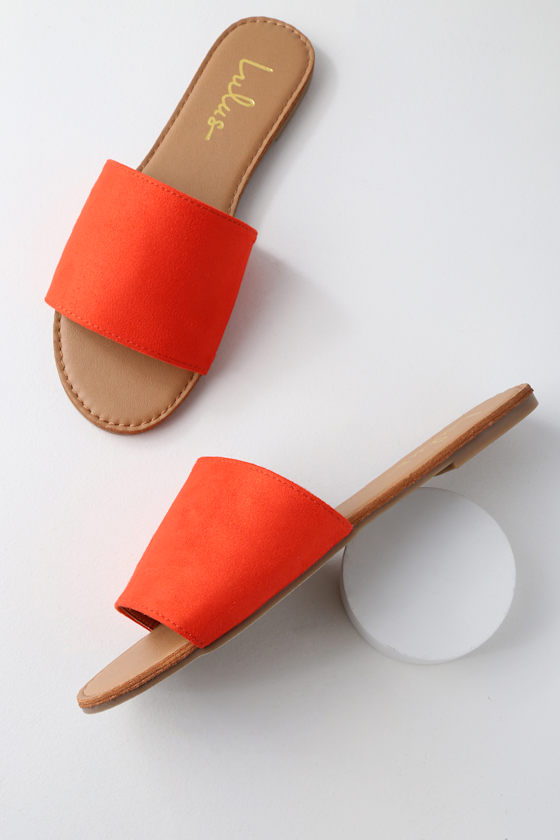 Addison Orange Nubuck Slide Sandals 1