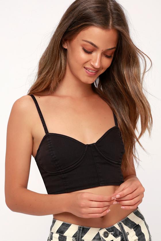 Bright Spark Black Denim Crop Top 3