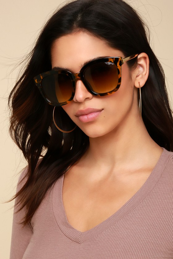 Cute Tortoise Sunglasses - Oversized Sunglasses - Lulus