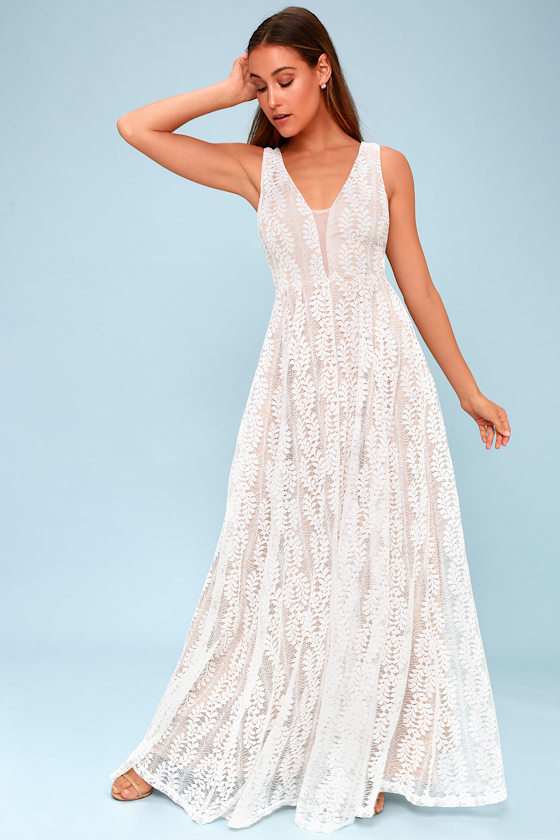 Elliana White Lace Maxi Dress 1