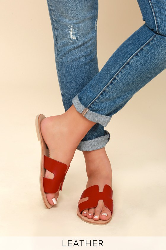 steve madden red flat sandals