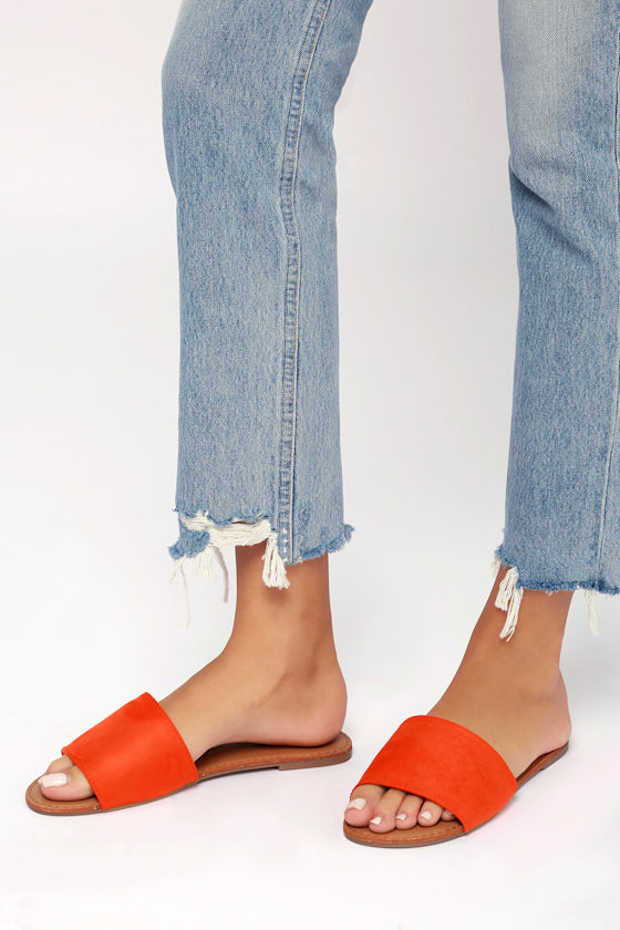Addison Orange Suede Slide Sandals 2