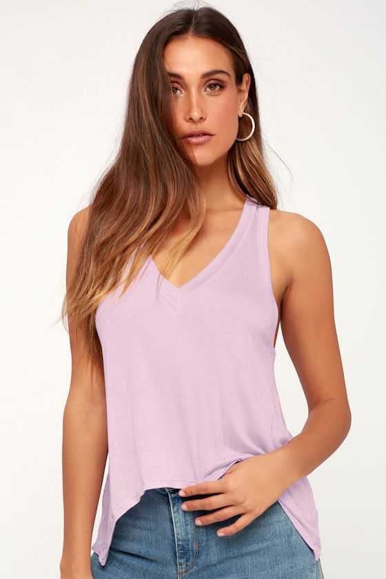 Cute Lavender Top VNeck Top Cropped Tank Top Lulus