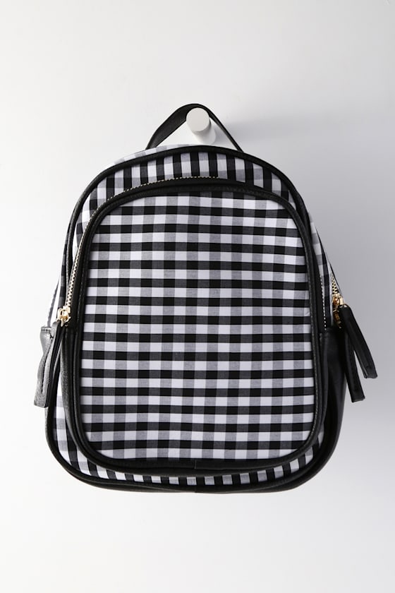 Clarissa Black and White Gingham Backpack 1