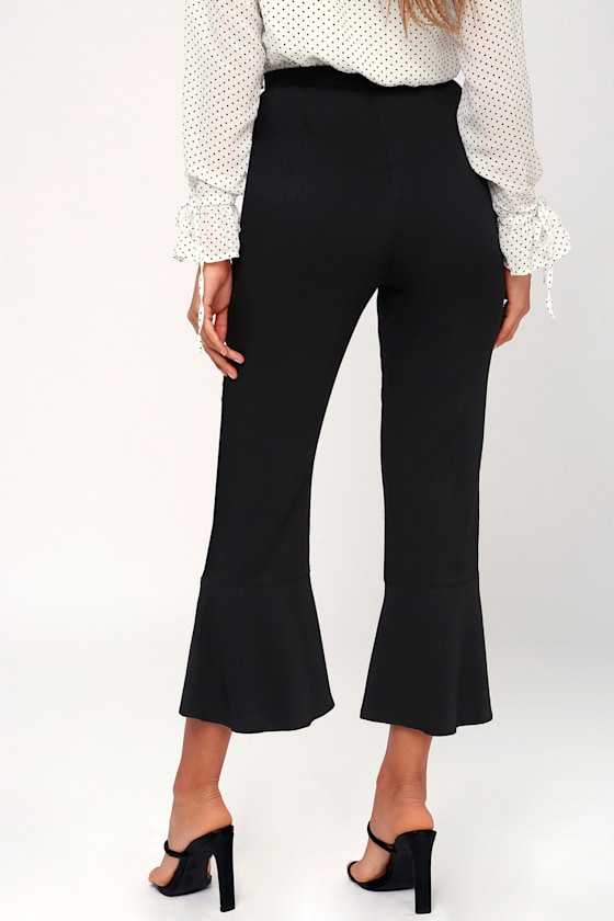 Kane Black Ruffle Bottom Cropped Pants 2