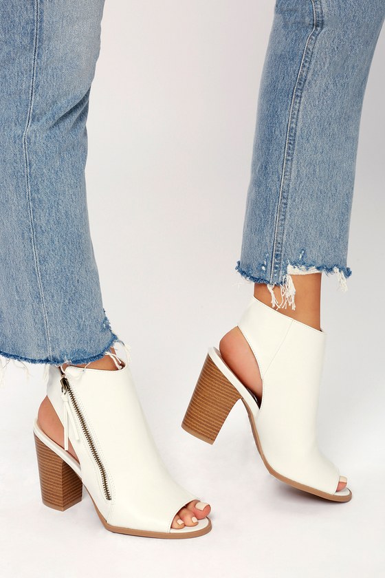 low heel peep toe booties