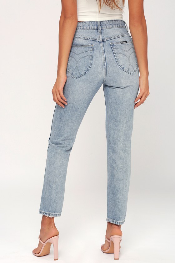 light washed high waisted jeans