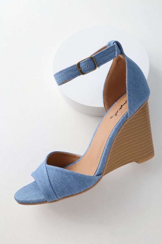 dark blue denim wedges